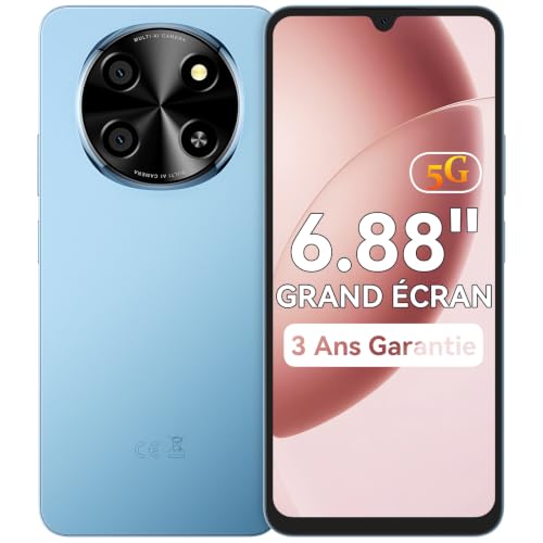 Smartphone 5G 6,88 120Hz, Téléphone Portable Android 15, 12G