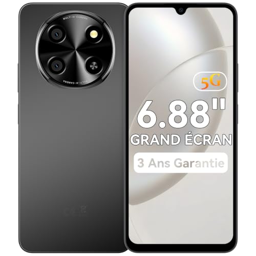 Smartphone 5G 6,88 120Hz, Téléphone Portable Android 15, 12G