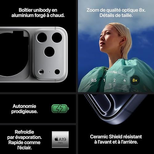 Apple iPhone 17 Pro Max 256 Go : Écran 6,9 Pouces, Puce A19 