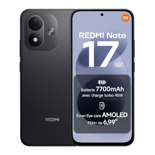 Xiaomi REDMI Note 17 5G, Smartphone 6+256 Go, Noir, Batterie
